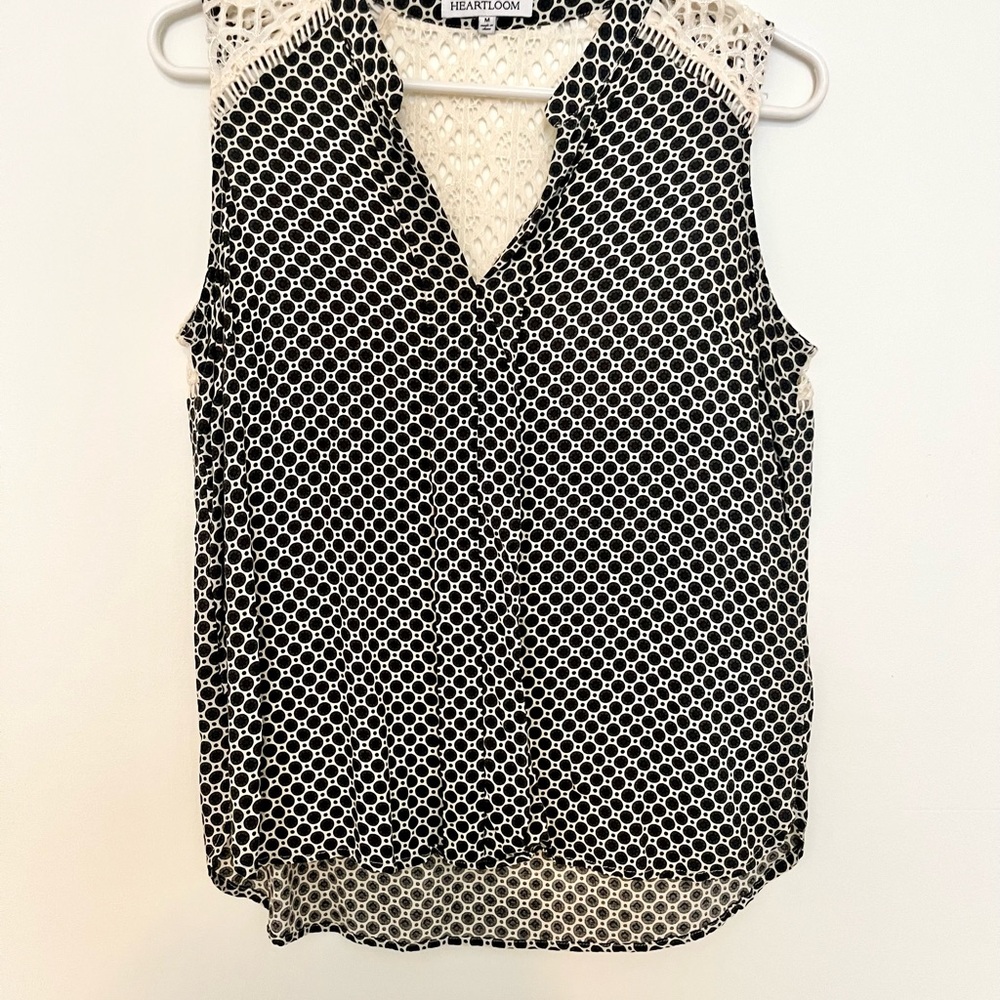 HeartLoom Sleeveless Navy & Blue Boho Lace Back Tunic Top M